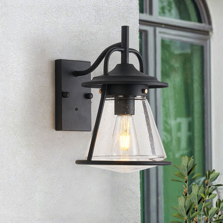 Wasserdichte Glasscone-Schirm 1-Licht Außenwandlampe | Karnz