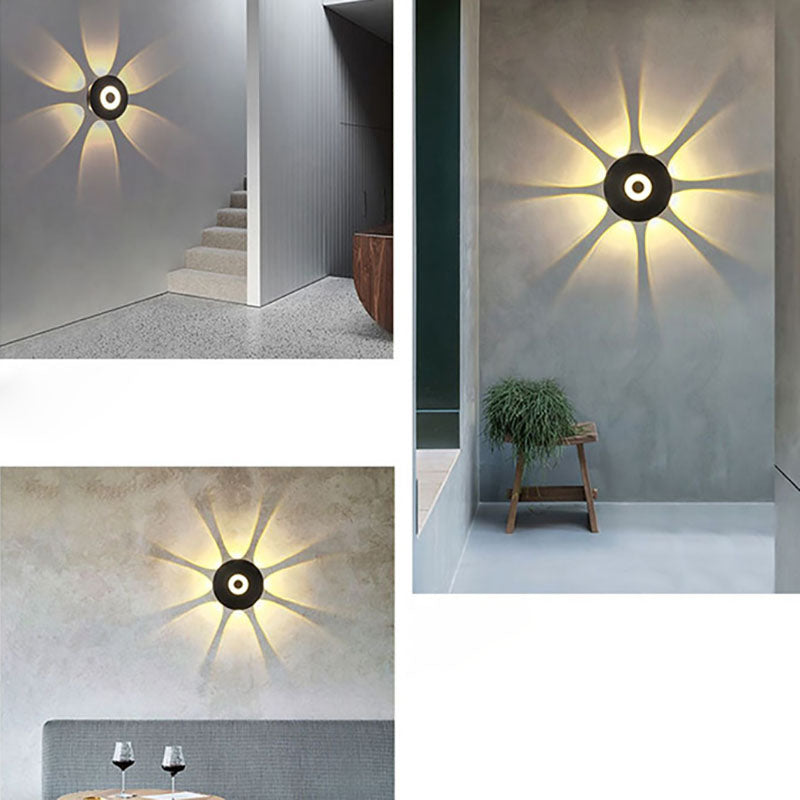 Moderne skandinavische LED-Wandleuchte mit rundem Aluminiumschirm für die Terrasse