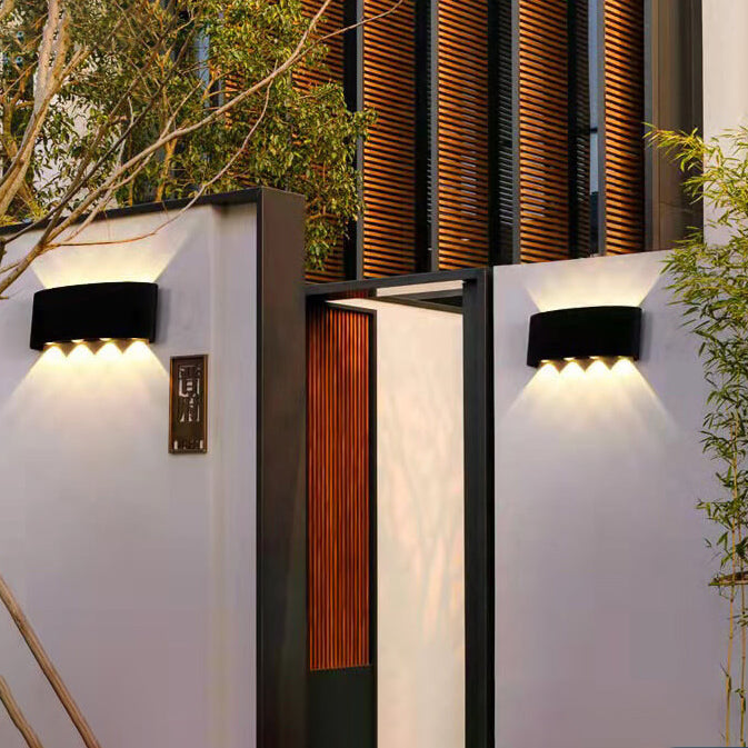Moderne Outdoor Bogenauf- und Abwärtsstrahler LED Außen wasserdichte Wandleuchte | Karnz