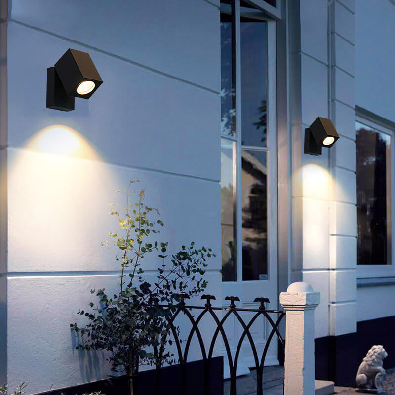 Modernes Outdoor-Wasserdichtes Quadrat-Spotlight Einstellbarer Winkel LED Garten Wand Sconce Lampe | Karnz