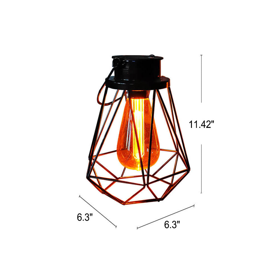 Solar Retro Eisen Laterne Geometrie LED Dekorative Außen Landschaft Licht | Karnz