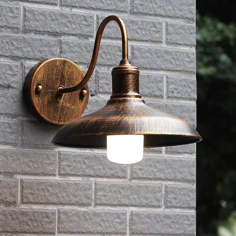 Retro Loft Dome Eisen Außen Wasserdicht 1-Licht Gebogene Arm Wand Sconce Lampe | Karnz