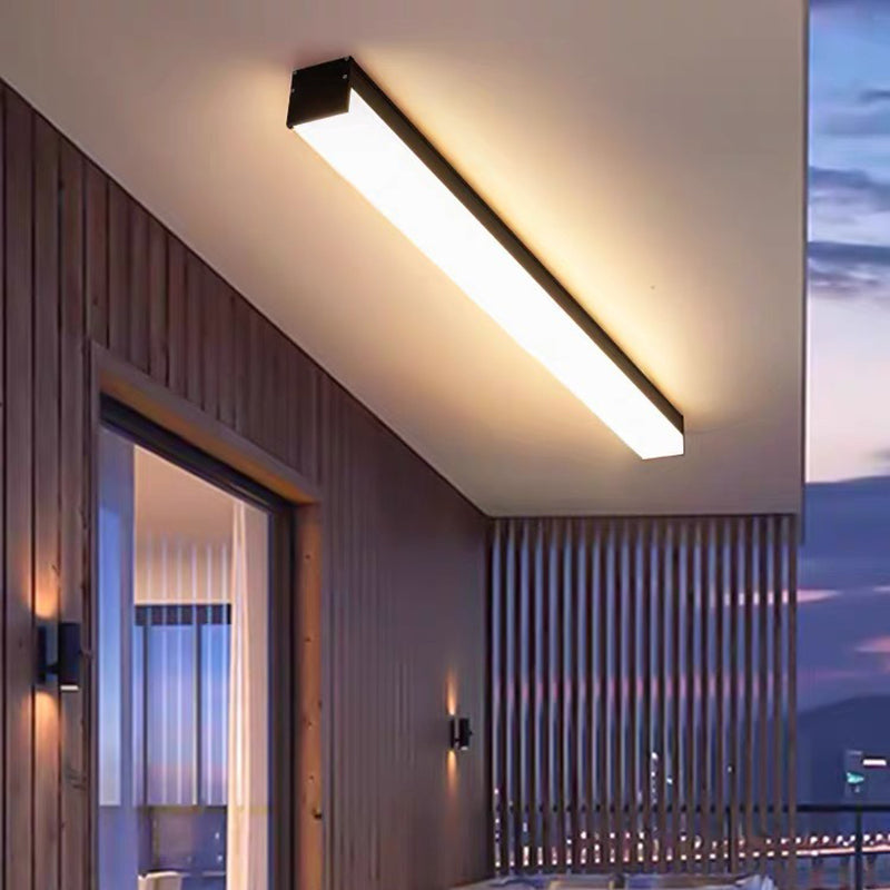 Moderner Minimalistischer Langer Rechteckiger Aluminium PC LED Einbau-Deckenleuchte Für Außenpatio | Karnz