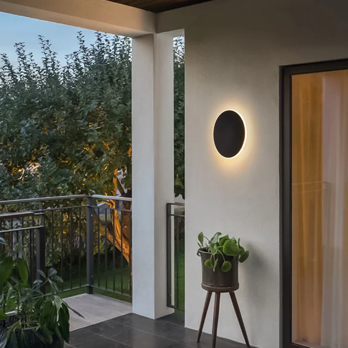 Elegante LED-Wandleuchte für den Außenbereich - Minimalistisches rundes Design