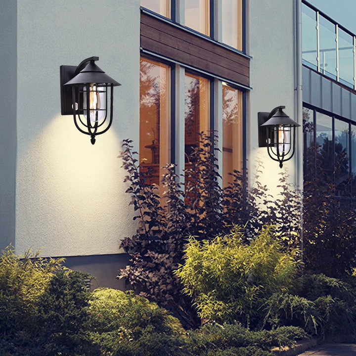 Zeitgenössische industrielle Eisen wasserdichte menschliche Körpersensor 1-Licht Außenwand Sconces Lampe für Außenpatio | Karnz