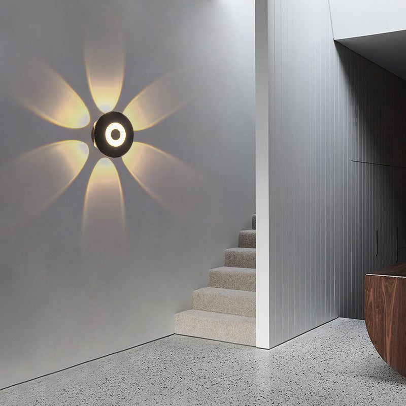 Moderne skandinavische LED-Wandleuchte mit rundem Aluminiumschirm für die Terrasse