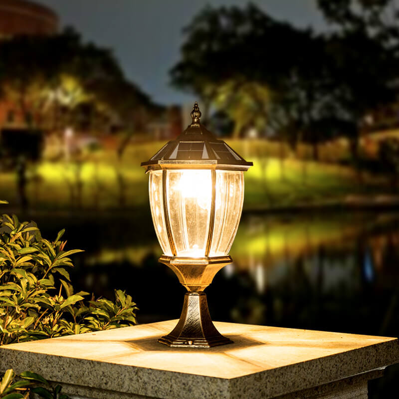 Wasserdichte, solarbetriebene Gartenleuchte aus Aluminium und Glas mit 1-flammigem Design
