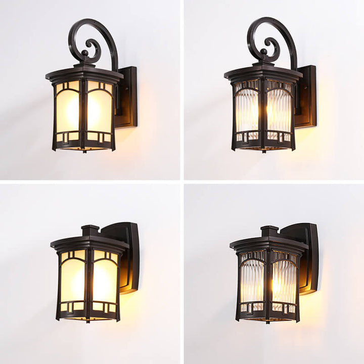 Moderne quadratische Aluminium-Glas-carved 1-Licht Außen wasserdichte Wandlampe | Karnz