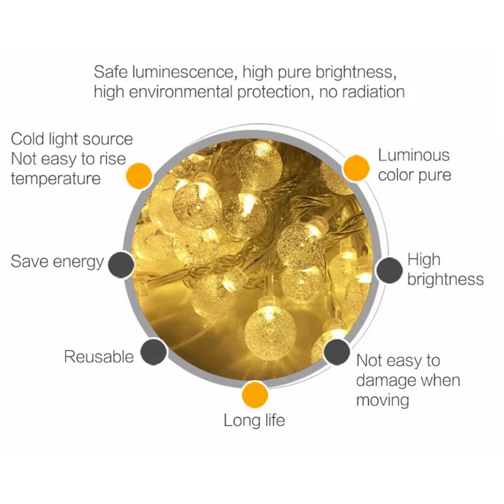 Solar-Lichterkette mit Kugelleuchten - 5M-20 LED / 7M-50 LED / 12M-100 LED | Karnz