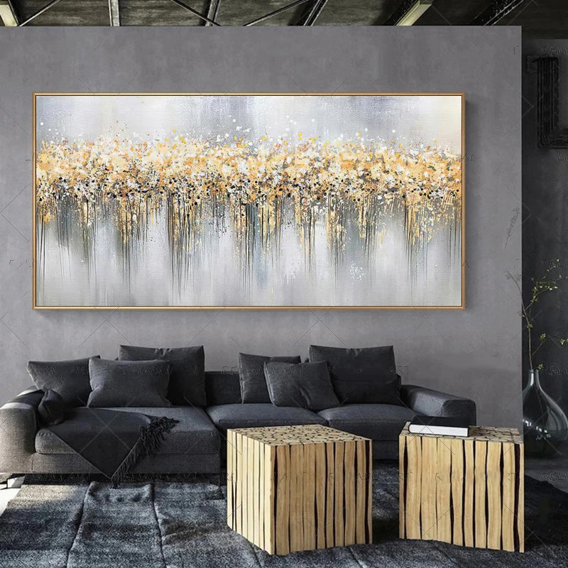 Moderne abstrakte graue beige goldene Wandkunst Fine-Art-Leinwanddrucke Bild für luxuriöse Wohnzimmer Schlafzimmer Kunst für zeitgenössische Innenräume | Karnz