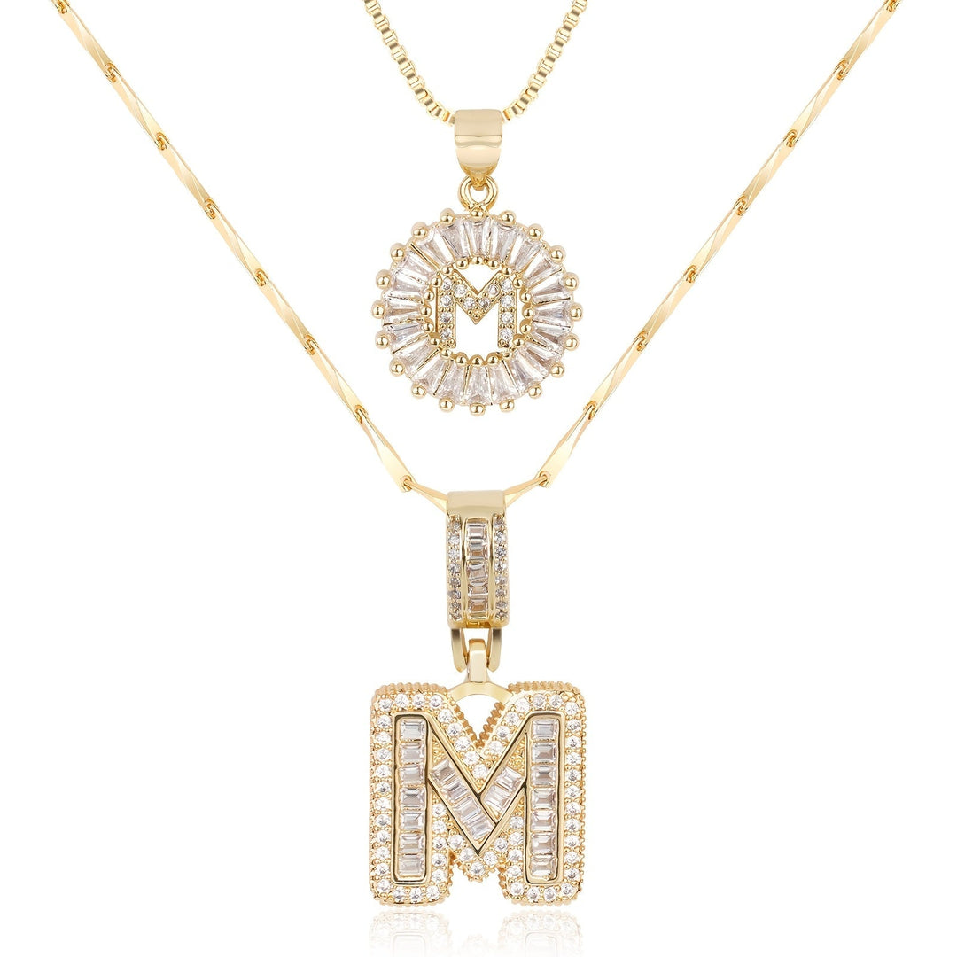 Karnz | 2pc 14k Diamant Buchstaben Initialen Halsketten