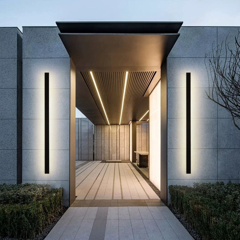 Lange, rechteckige LED-Wandleuchte aus Aluminium und Acryl für den Garten