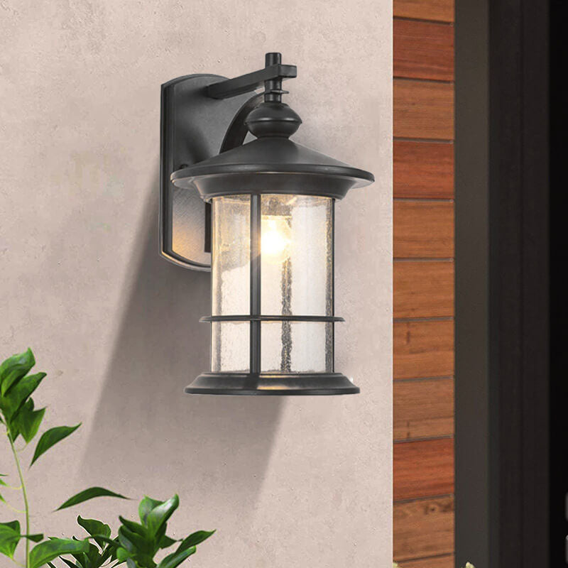 Industrielle Vintage Blasen-Glas-Säule 1-Licht Außen wasserdichte Wand Leuchte Lampe | Karnz