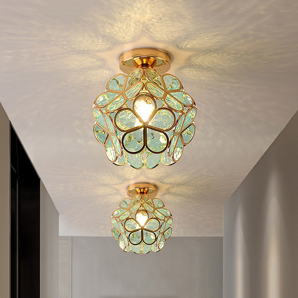 Künstlerische Glasschlussleuchte mit floralem Muster - FlowerHall | Karnz
