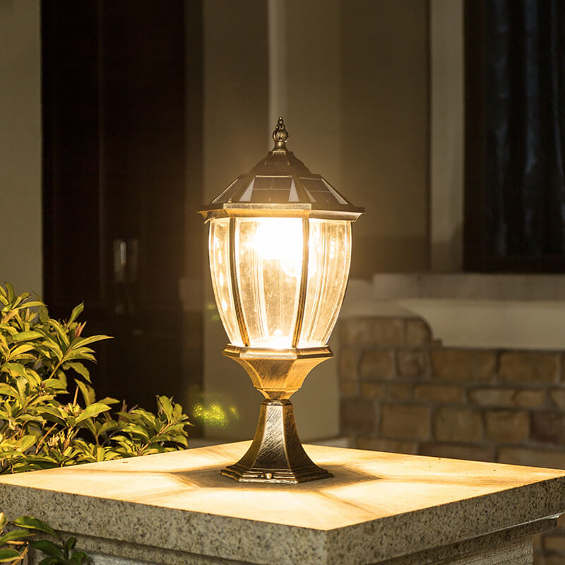 Wasserdichte, solarbetriebene Gartenleuchte aus Aluminium und Glas mit 1-flammigem Design