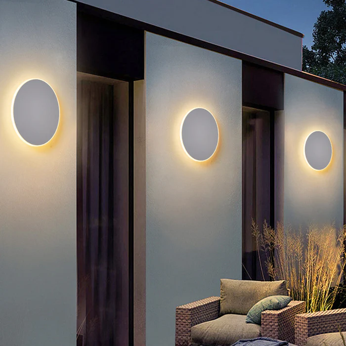 Elegante LED-Wandleuchte für den Außenbereich - Minimalistisches rundes Design