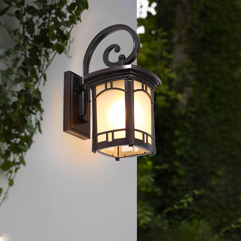Moderne quadratische Aluminium-Glas-carved 1-Licht Außen wasserdichte Wandlampe | Karnz
