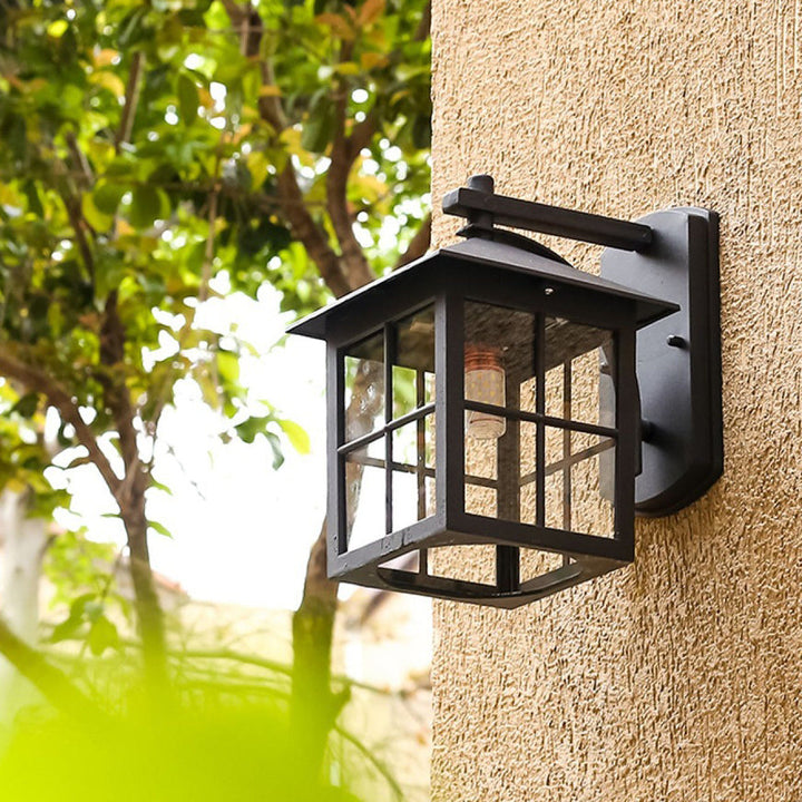 Moderne Einfachheit Wasserdicht Aluminium Quadrat Glas Schirm 1-Licht Wand Sconce Lampe Für Outdoor Patio | Karnz