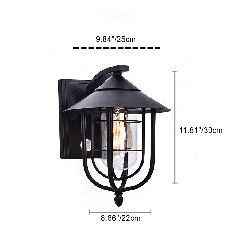 Zeitgenössische industrielle Eisen wasserdichte menschliche Körpersensor 1-Licht Außenwand Sconces Lampe für Außenpatio | Karnz