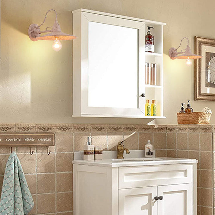 Zeitgenössische industrielle wasserdichte Metallplatten-Schüssel 1-Licht Wandleuchte Lampe für Außenpatio | Karnz