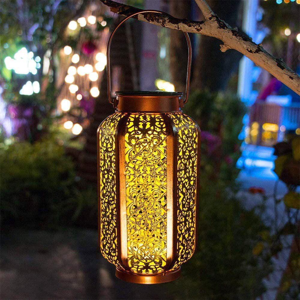 Moderne Art Deco Solar Wasserdichte Sechseckige Laterne Eisen LED Außenleuchte Für Garten | Karnz