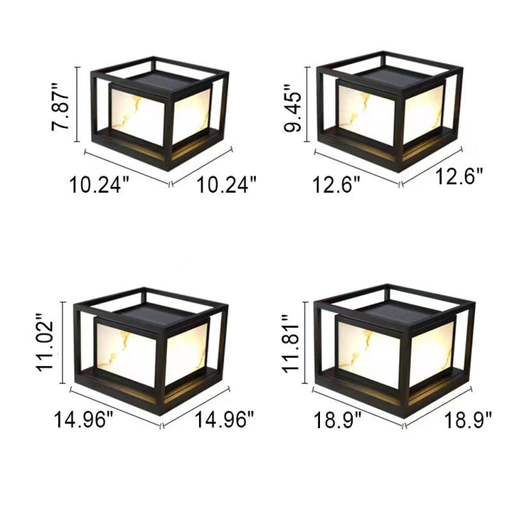 Moderne Solar Quadrat Chinesische Außen-Säulen-Kopfleuchte LED Rasen Landschaftslicht | Karnz