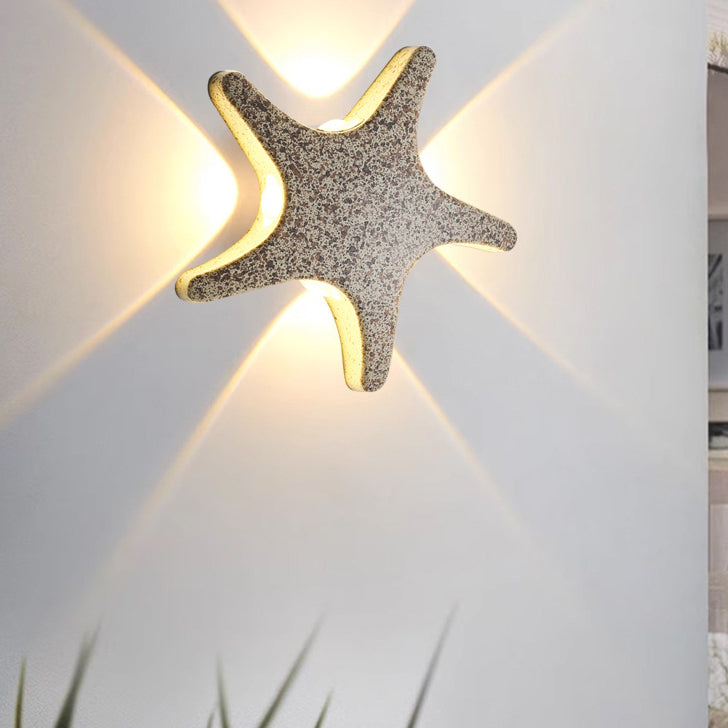 Moderne, schlichte LED-Wandleuchte aus Aluminium im Seestern-Design, wasserdicht, für die Terrasse