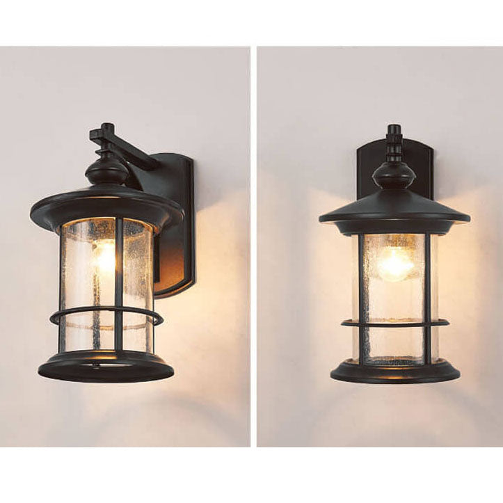 Industrielle Vintage Blasen-Glas-Säule 1-Licht Außen wasserdichte Wand Leuchte Lampe | Karnz