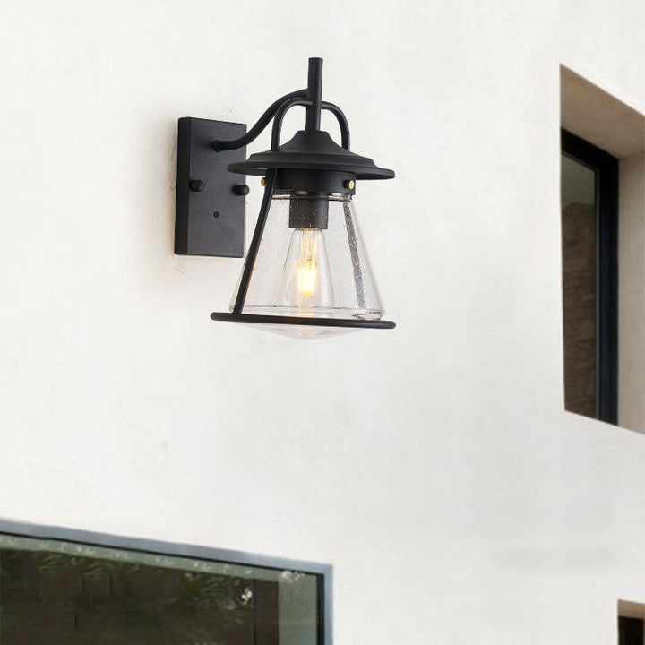 Wasserdichte Glasscone-Schirm 1-Licht Außenwandlampe | Karnz