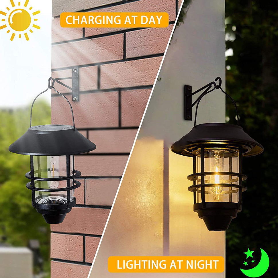 Moderne, retro-inspirierte, wasserdichte Wandleuchte aus Aluminium und Glas mit Solarfunktion, zylinderförmig, einflammig, zum Aufhängen an der Wand für die Terrasse