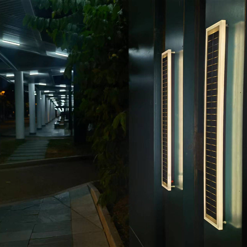 Minimalistische rechteckige LED-Wandleuchte für den Außenbereich, wasserdicht, mit Solarfunktion, für Terrasse und Garten