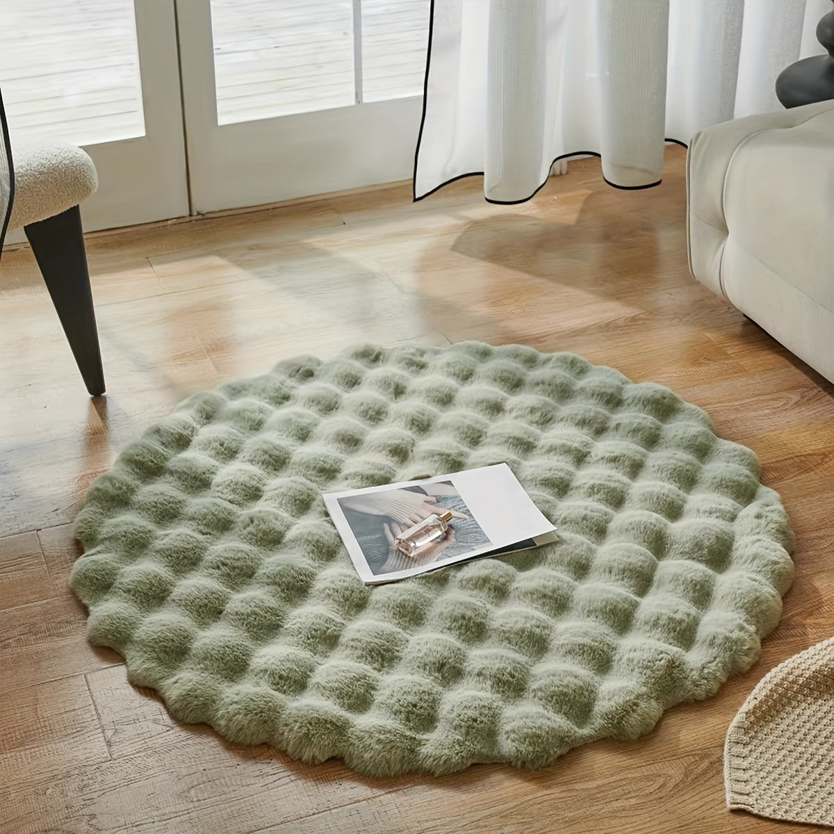 Runder flauschiger Teppich für stilvolle Räume – Weicher Teppich für Wohnzimmer & Schlafzimmer | Karnz