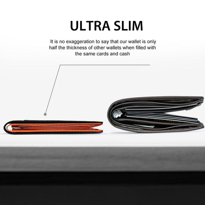 Slim RFID-Geldbörse für Herren | Kartenetui aus Leder | Schwarz