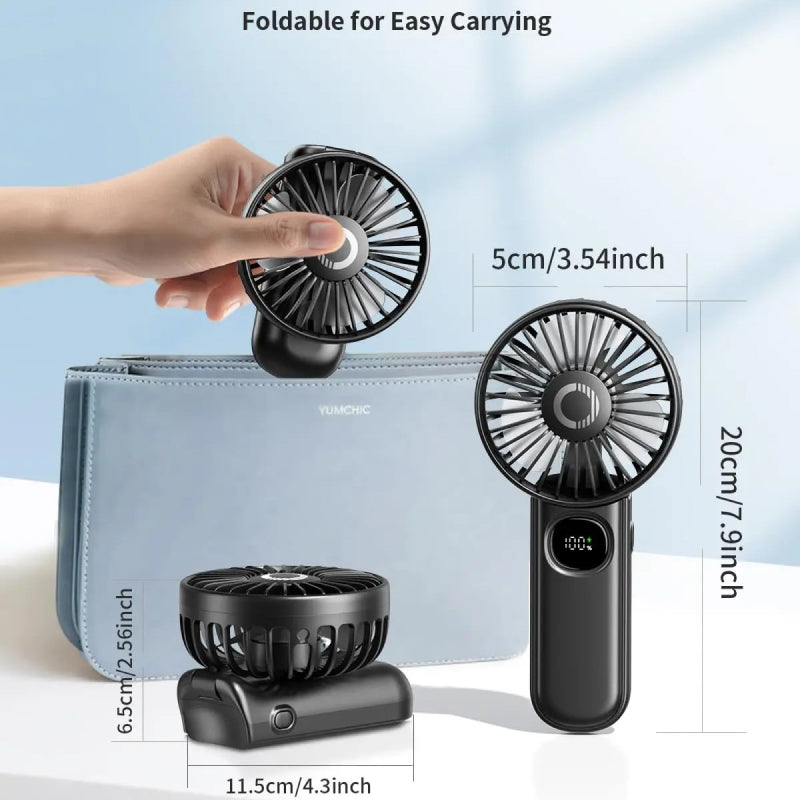 Faltbarer tragbarer Handventilator mit LED-Anzeige | Karnz