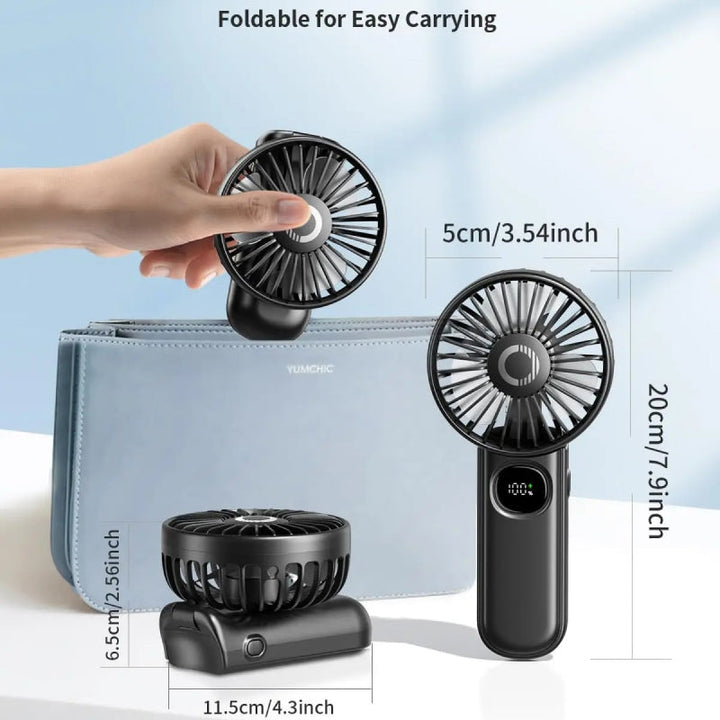 Faltbarer tragbarer Handventilator mit LED-Anzeige | Karnz