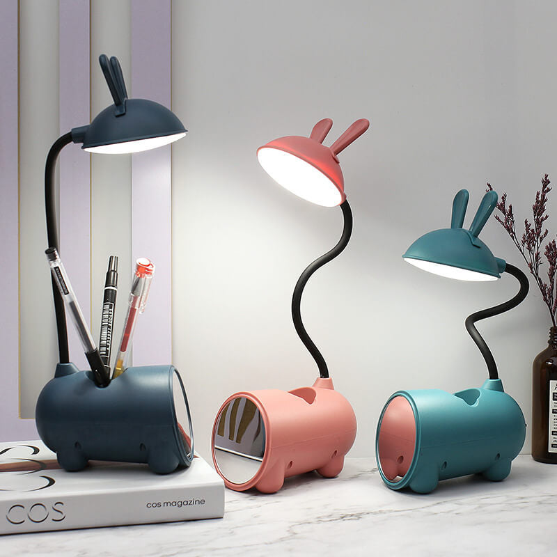 LumoBun Tischleuchte – Niedliche LED-Schreibtischlampe mit Stifthalter und USB-Anschluss