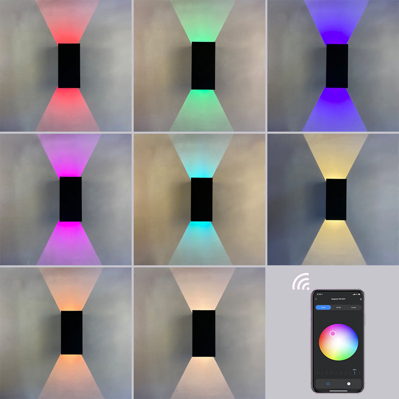Moderne smarte quadratische LED-Wandleuchte mit App-Dimmfunktion, wasserdicht, wasserdicht
