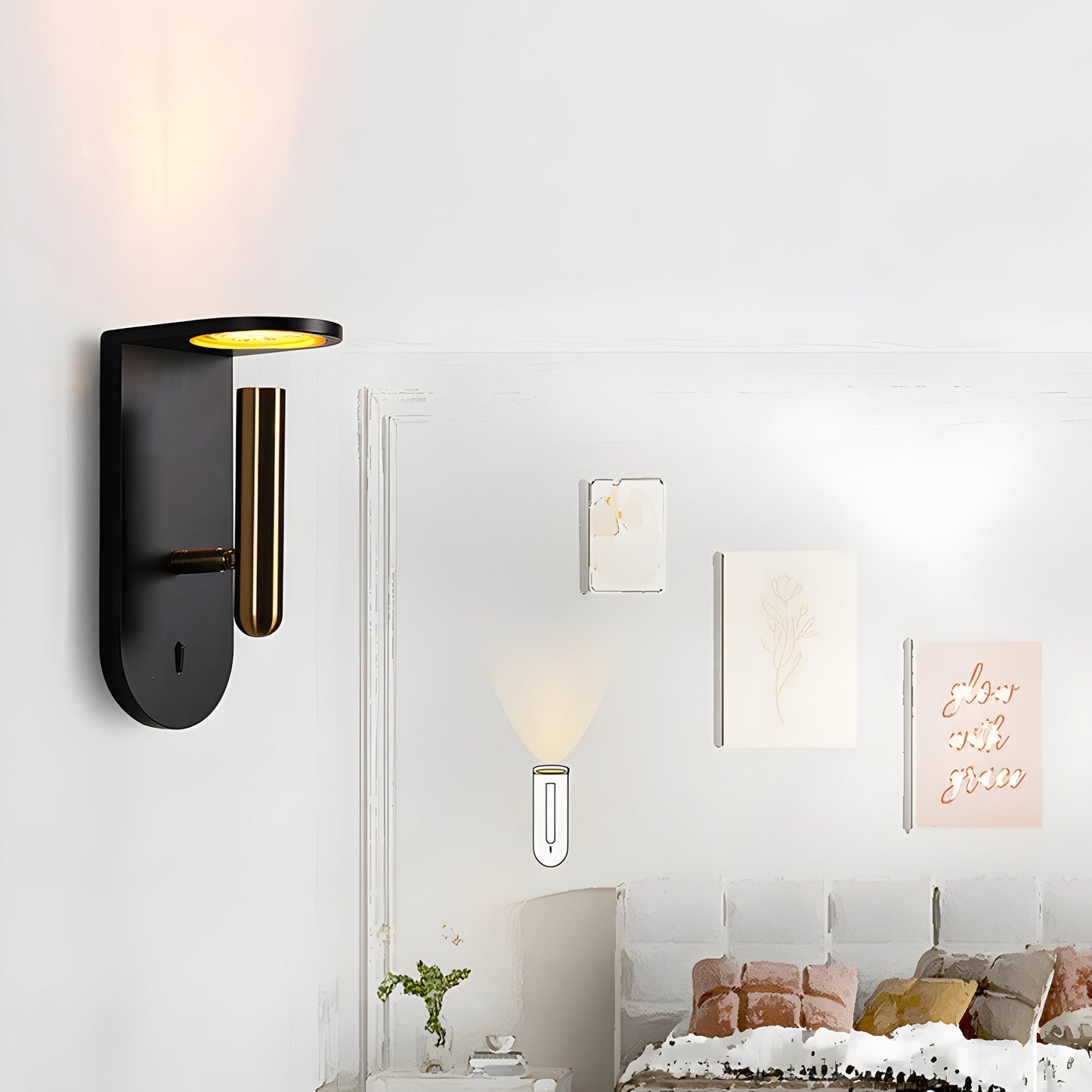 Verstellbare nordische LED-Wandlampe mit Flammeneffekt Karnz