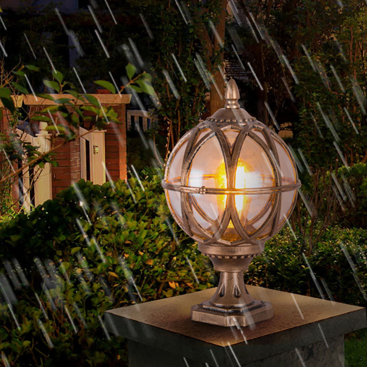 Traditionelle Kolonial-Globus-Glas-Aluminium 1-Licht-Außenleuchte für den Garten | Karnz