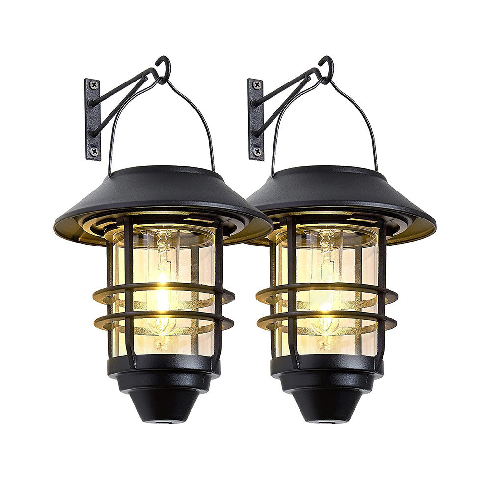 Moderne, retro-inspirierte, wasserdichte Wandleuchte aus Aluminium und Glas mit Solarfunktion, zylinderförmig, einflammig, zum Aufhängen an der Wand für die Terrasse