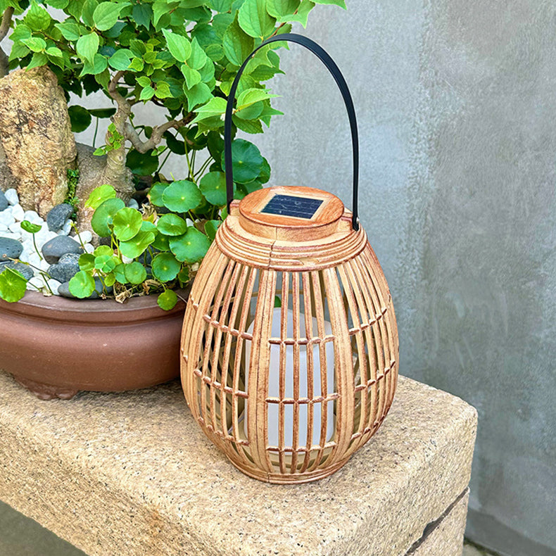 Moderne Art Deco Solar Runde Laterne Rattan LED Außen Landschaftslicht Für Garten | Karnz