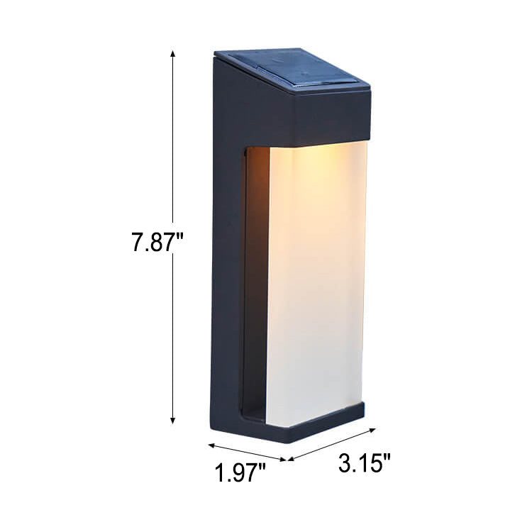 Solar Square LED-Wandleuchte für den Außenbereich, wasserdicht, aus mattiertem Glas