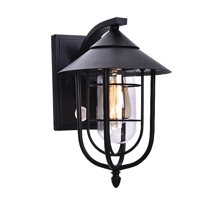 Zeitgenössische industrielle Eisen wasserdichte menschliche Körpersensor 1-Licht Außenwand Sconces Lampe für Außenpatio | Karnz