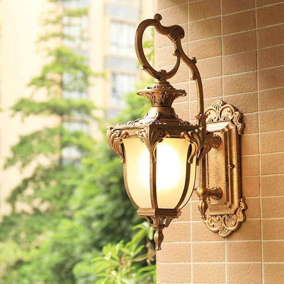 Europäische Retro Aluminium Glas geschnitzte Laterne 1-Licht Außen wasserdichte Wand Sconce Lampe | Karnz