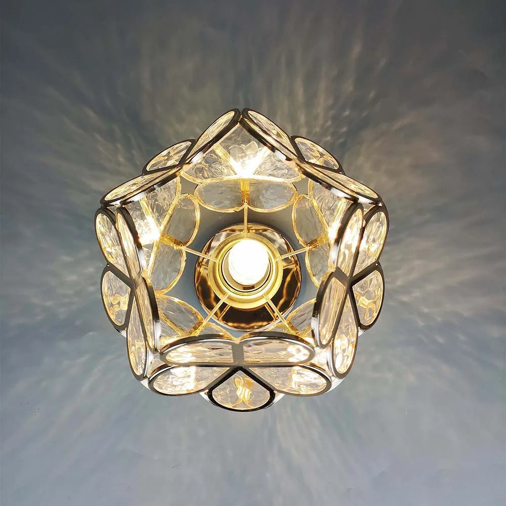 Künstlerische Glasschlussleuchte mit floralem Muster - FlowerHall | Karnz