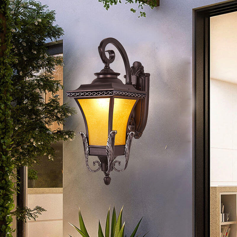 Europäisches Vintage Outdoor Quadrat Käfig Aluminium Glas 1-Licht Wandlampe | Karnz