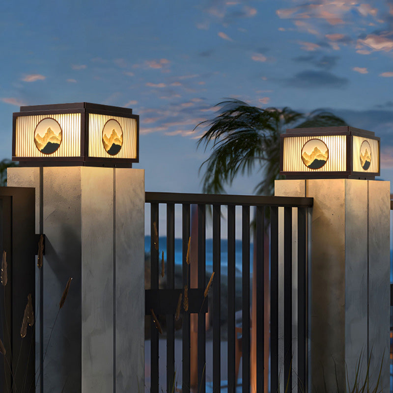Modern minimalist Solar wasserdicht quadratisch Aluminium Glas LED Postkopflicht für Garten | Karnz
