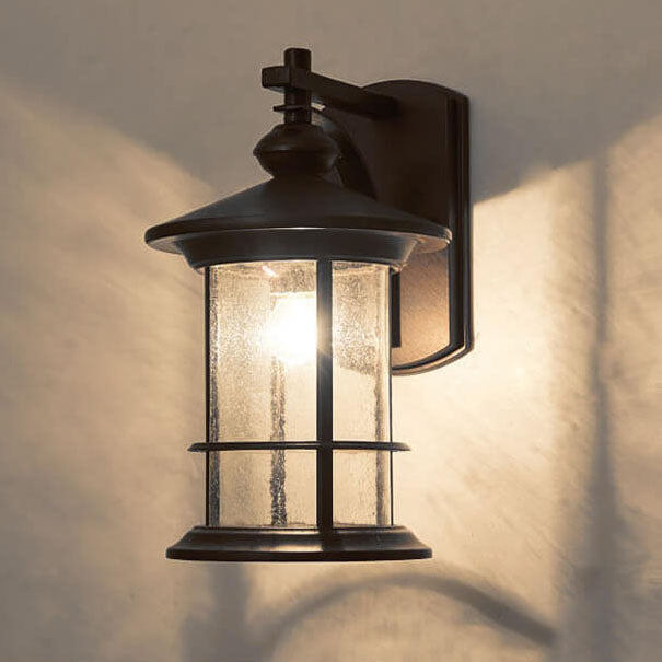 Industrielle Vintage Blasen-Glas-Säule 1-Licht Außen wasserdichte Wand Leuchte Lampe | Karnz