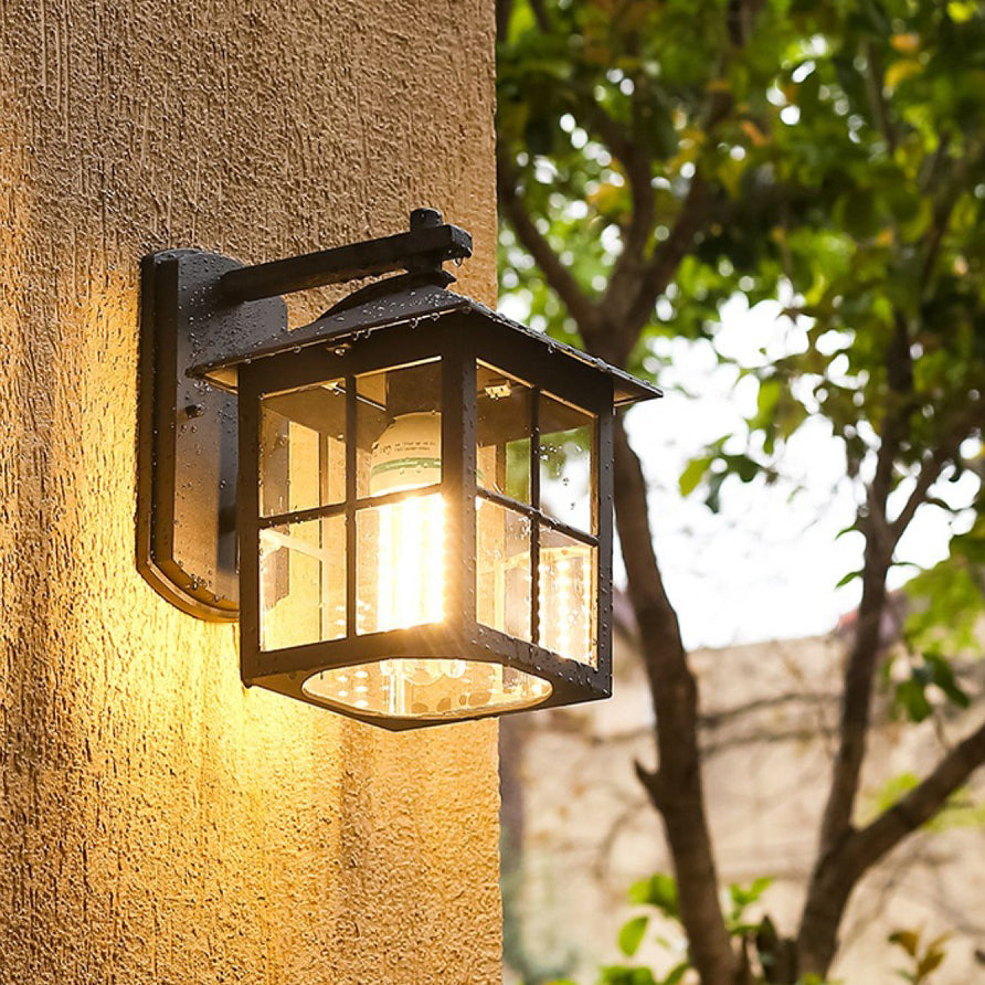 Moderne Einfachheit Wasserdicht Aluminium Quadrat Glas Schirm 1-Licht Wand Sconce Lampe Für Outdoor Patio | Karnz