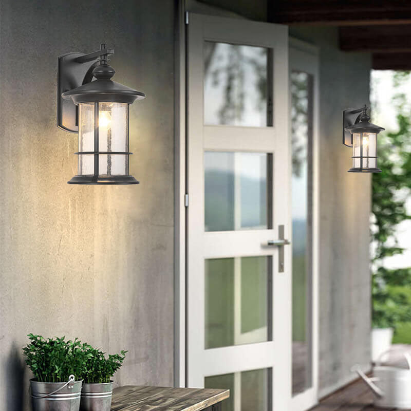 Industrielle Vintage Blasen-Glas-Säule 1-Licht Außen wasserdichte Wand Leuchte Lampe | Karnz